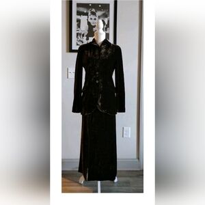 Vintage Emporio Armani Italy Velvet Skirt Suit Women's Jacket 38 Skirt 40